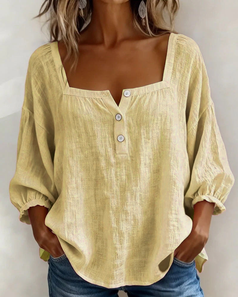 Elena | Relaxed Blouse with Square Neckline