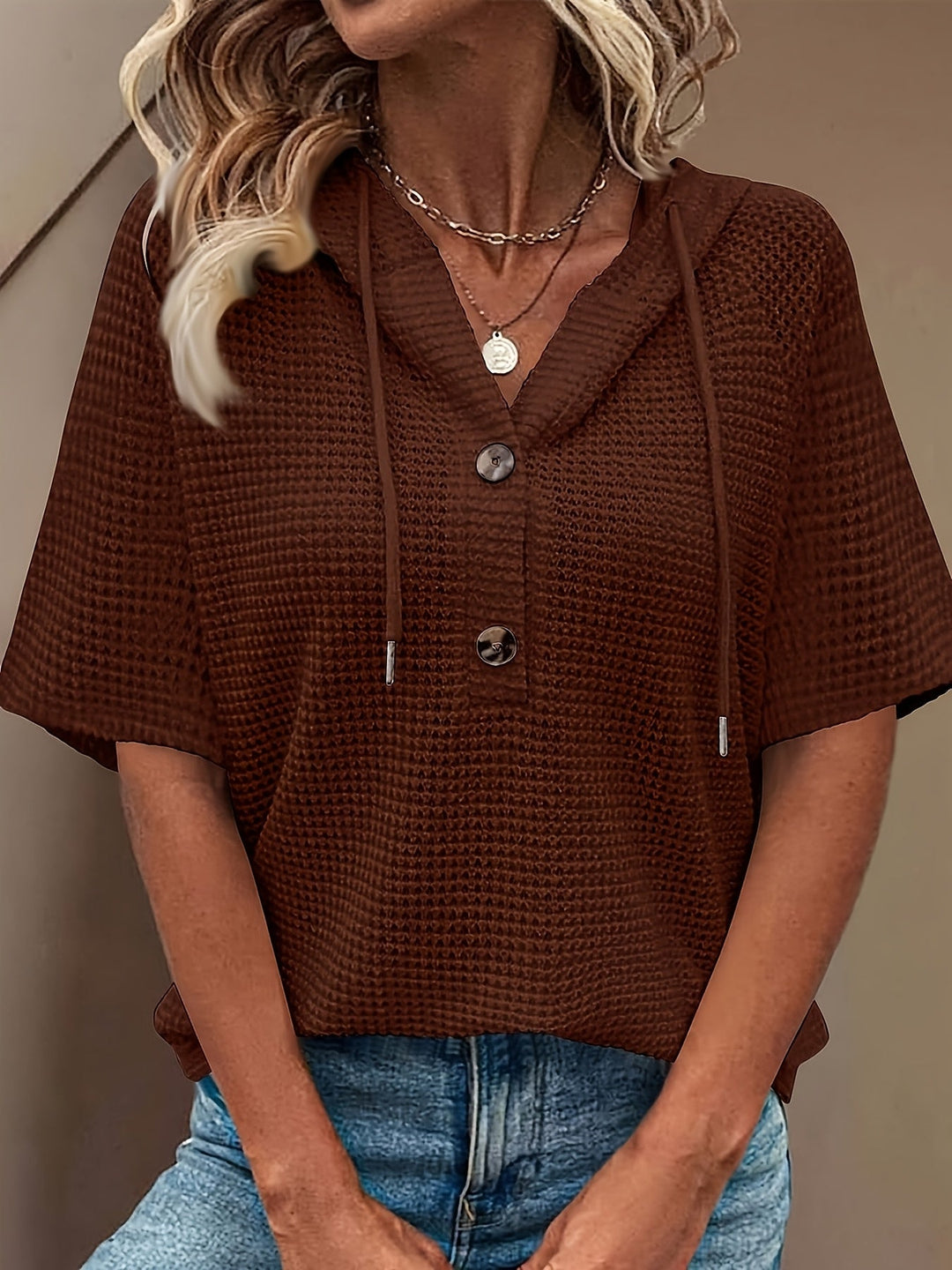 Harper | Casual Button Hoodie Top