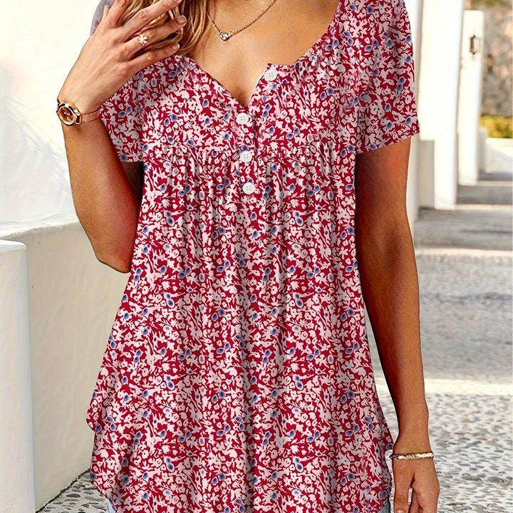 Rosalie | Relaxed Floral V-Neck Blouse