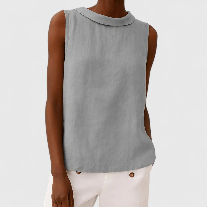 June | Elegant Top with Roll Collar
