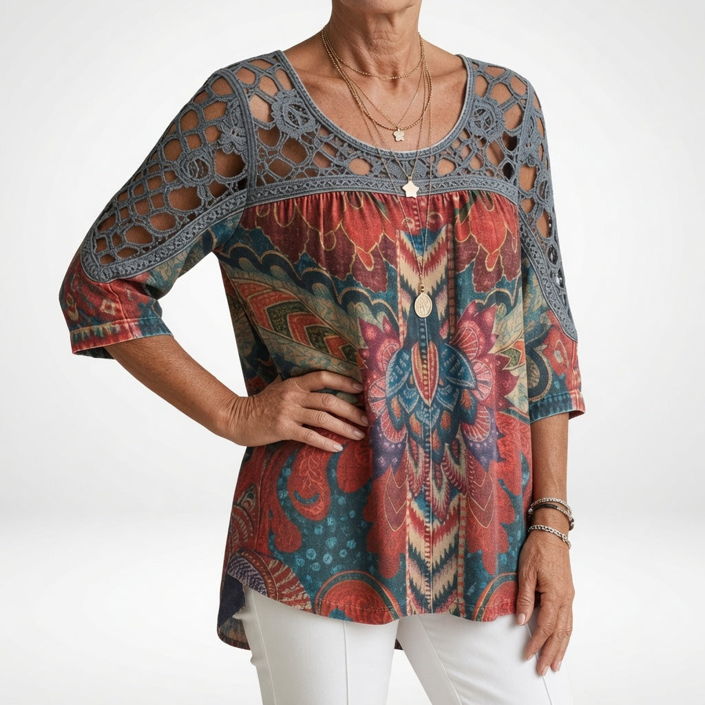 Lillian | Bohemian Ethnic Print Blouse