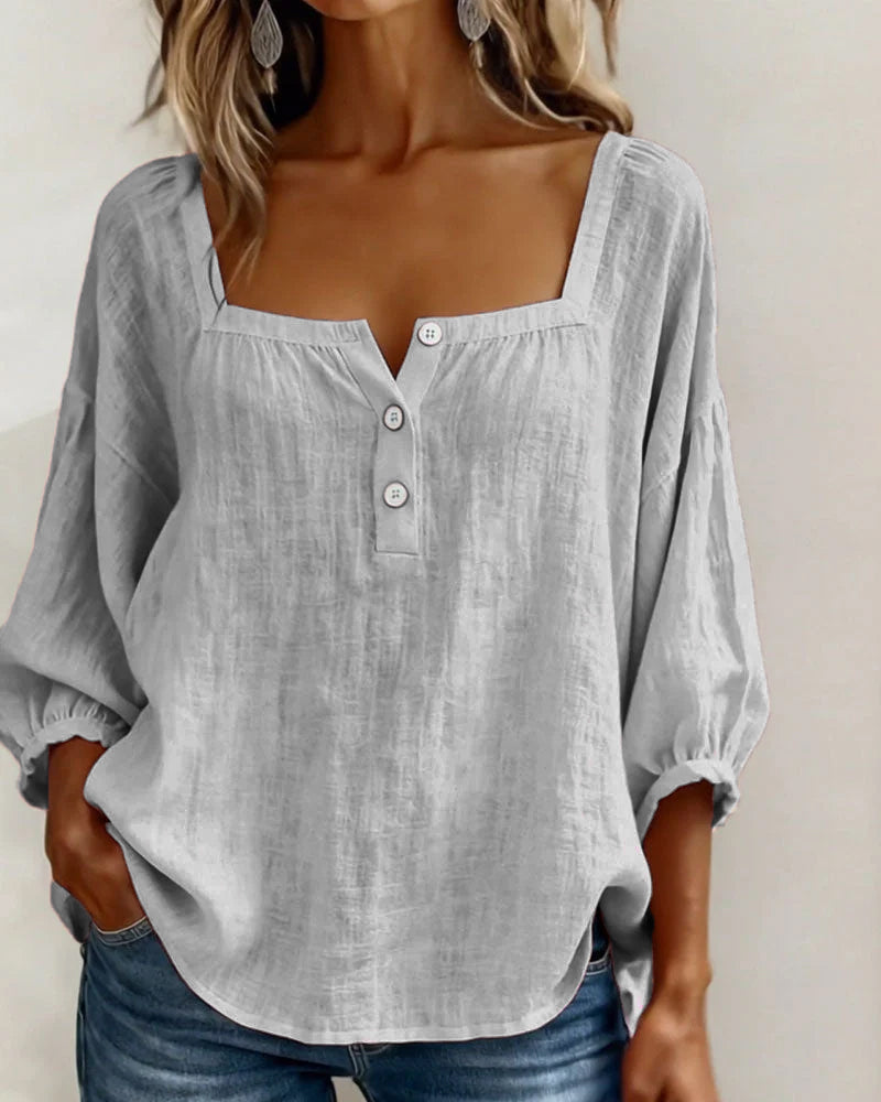 Elena | Relaxed Blouse with Square Neckline