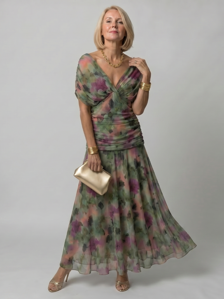 Ava | Elegant Flowing Off Shoulder Midi Dress