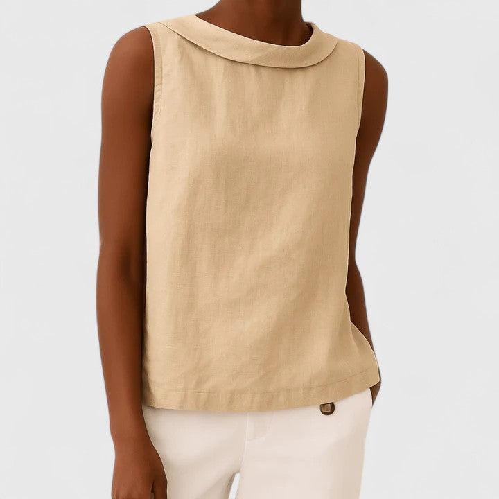 June | Elegant Top with Roll Collar