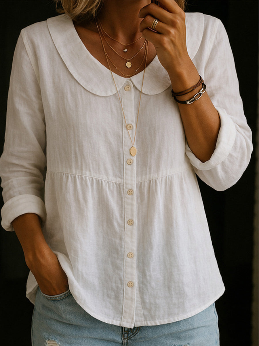 Arlira | Soft Linen Collar Blouse