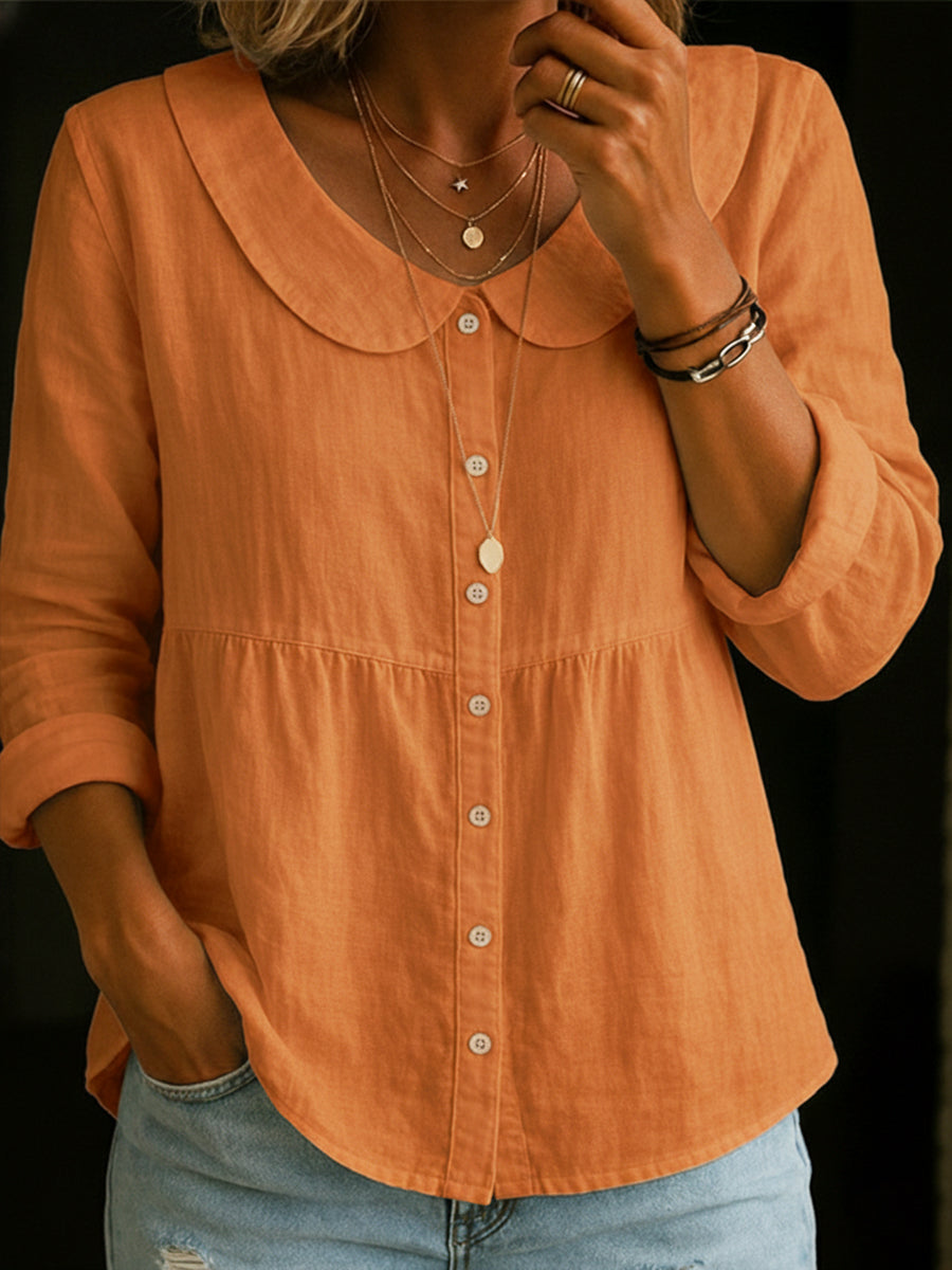 Arlira | Soft Linen Collar Blouse