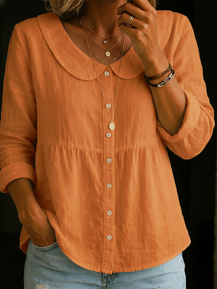 Arlira | Soft Linen Collar Blouse
