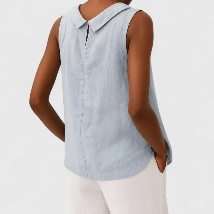 June | Elegant Top with Roll Collar