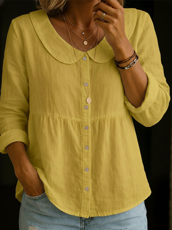 Arlira | Soft Linen Collar Blouse