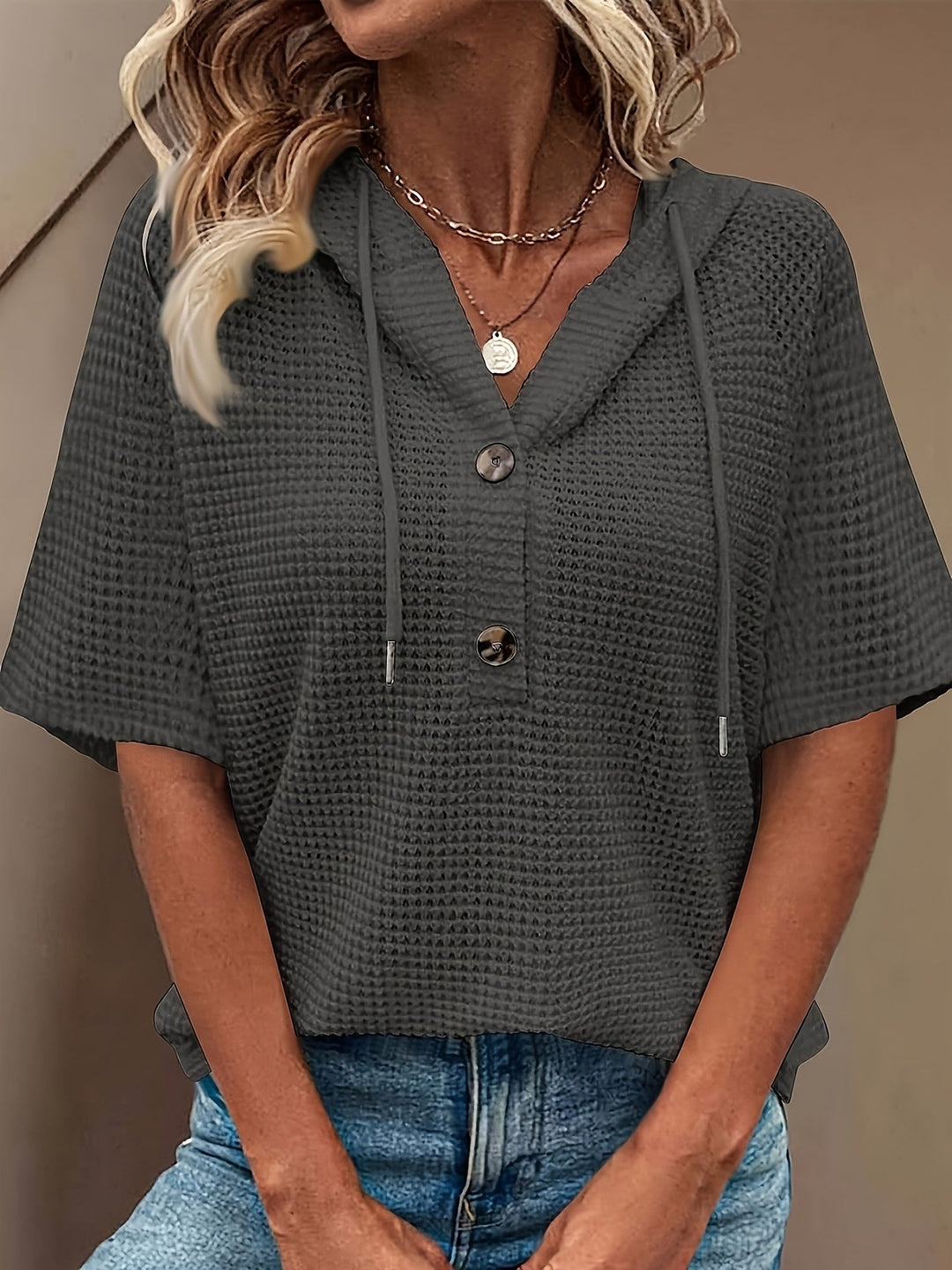 Harper | Casual Button Hoodie Top
