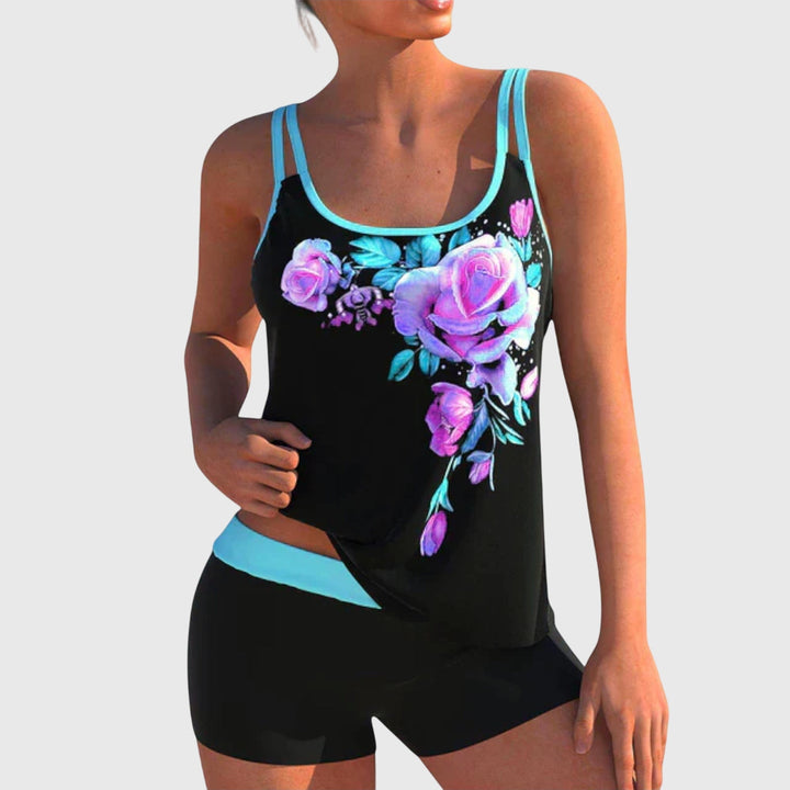 Jade | Floral Tankini Set with Shorts (Tummy Control Effect)