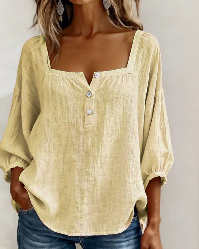 Elena | Relaxed Blouse with Square Neckline