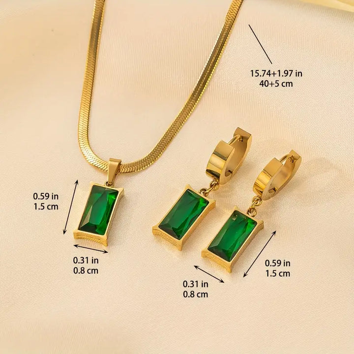 Luxe Emerald Necklace & Earring Set