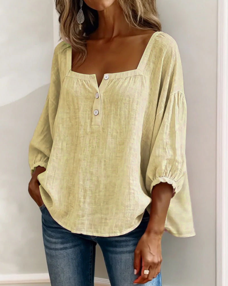 Elena | Relaxed Blouse with Square Neckline