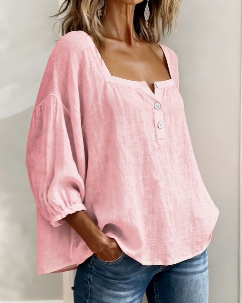 Elena | Relaxed Blouse with Square Neckline