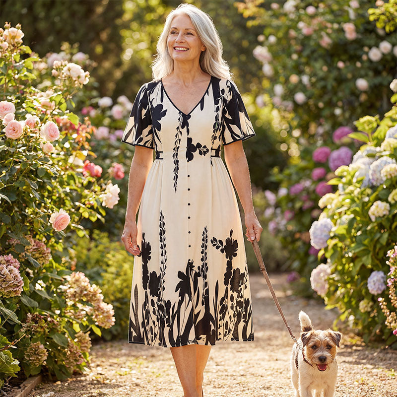 Charlotte | Women’s Elegant V-Neck A-Line Dress