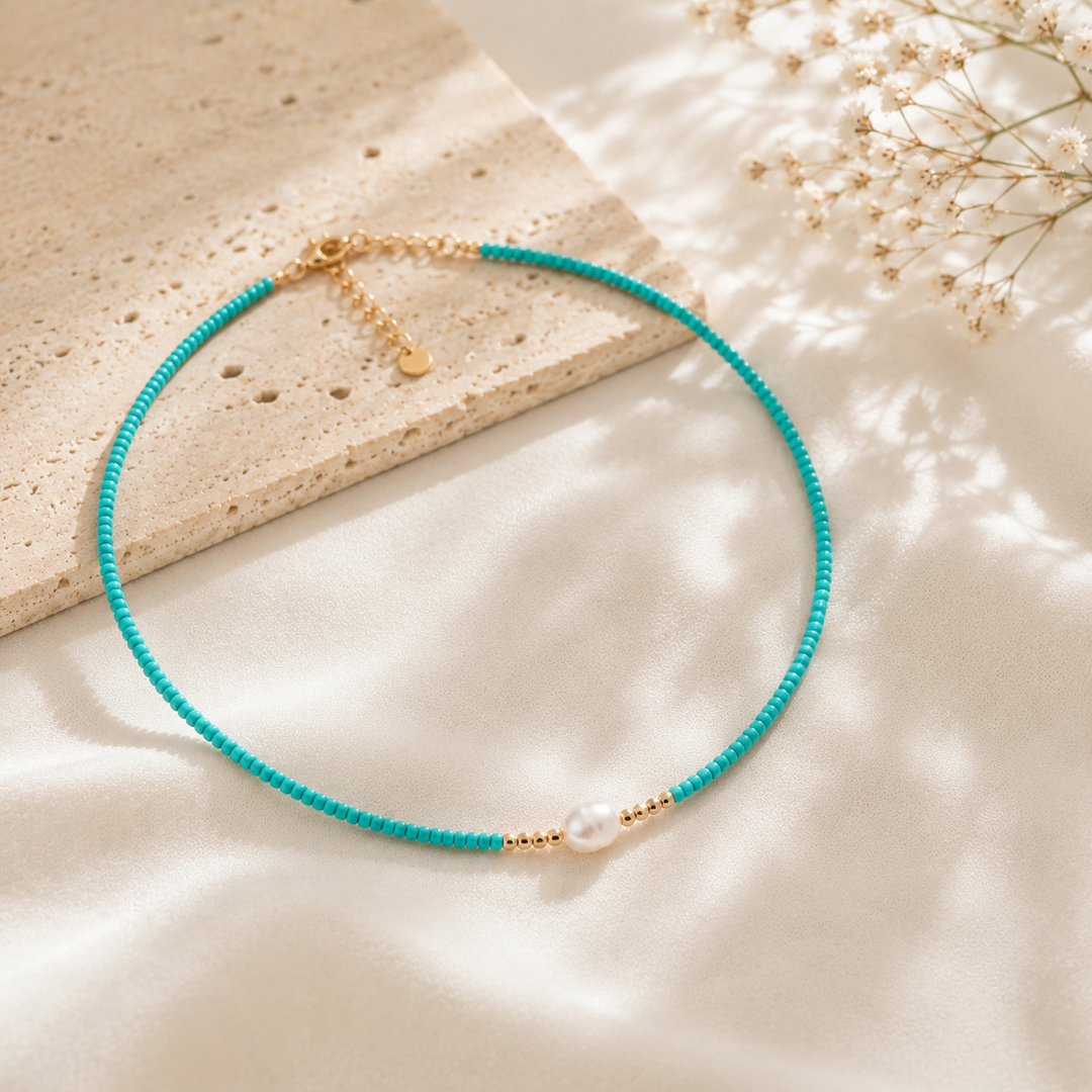 Minimal Turquoise & Pearl Jewelry Set