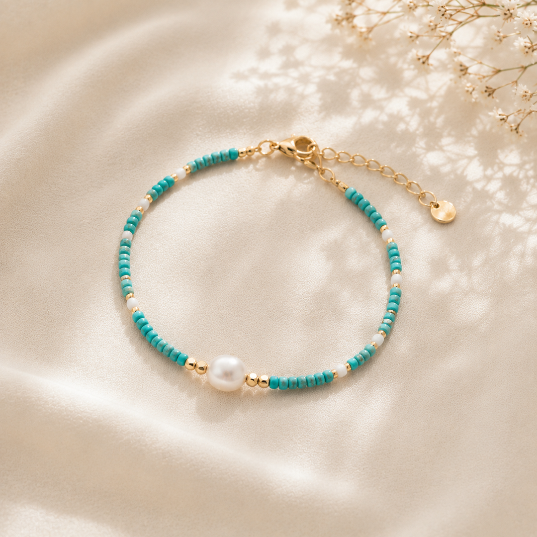 Minimal Turquoise & Pearl Jewelry Set