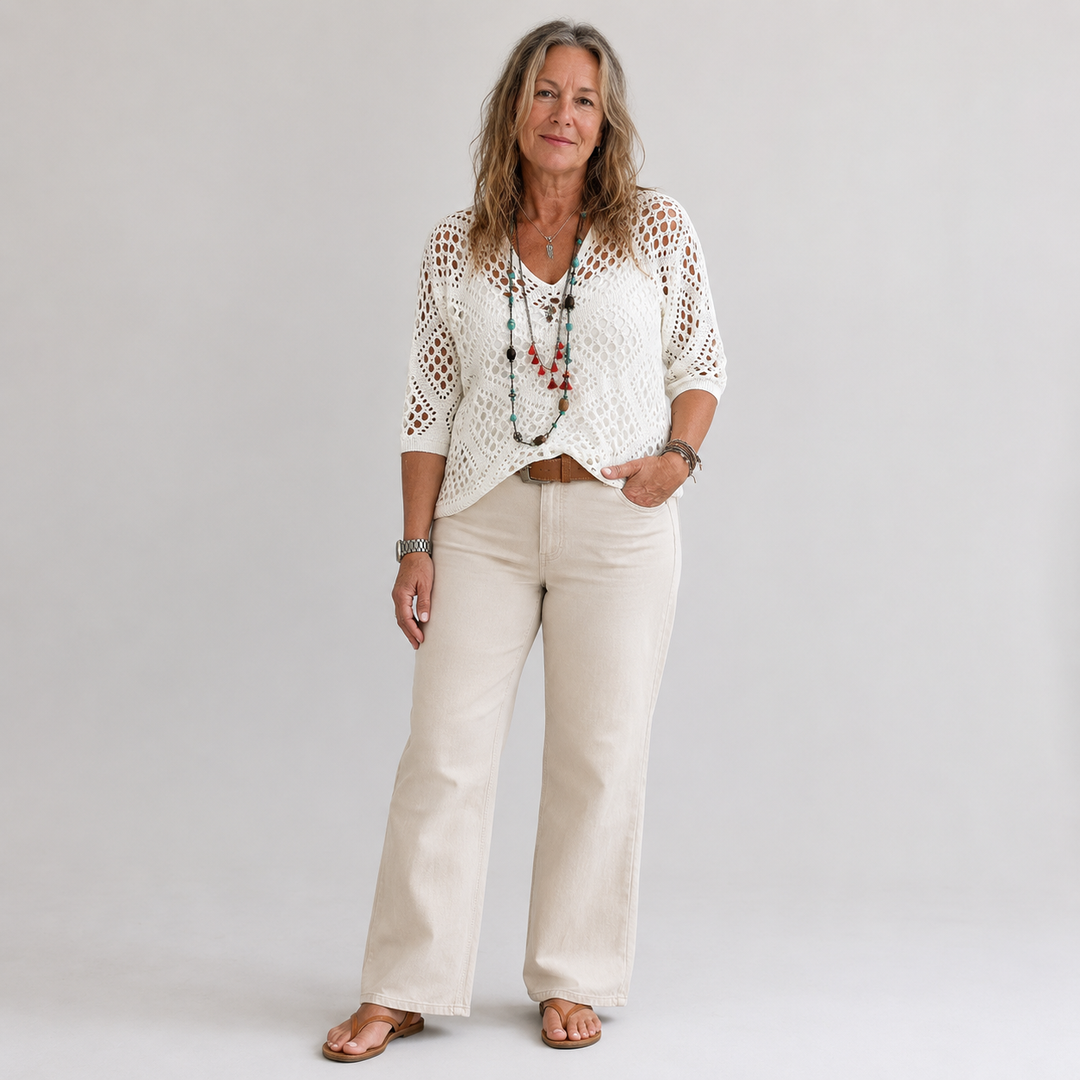 Christel | Breezy Crochet Batwing Top