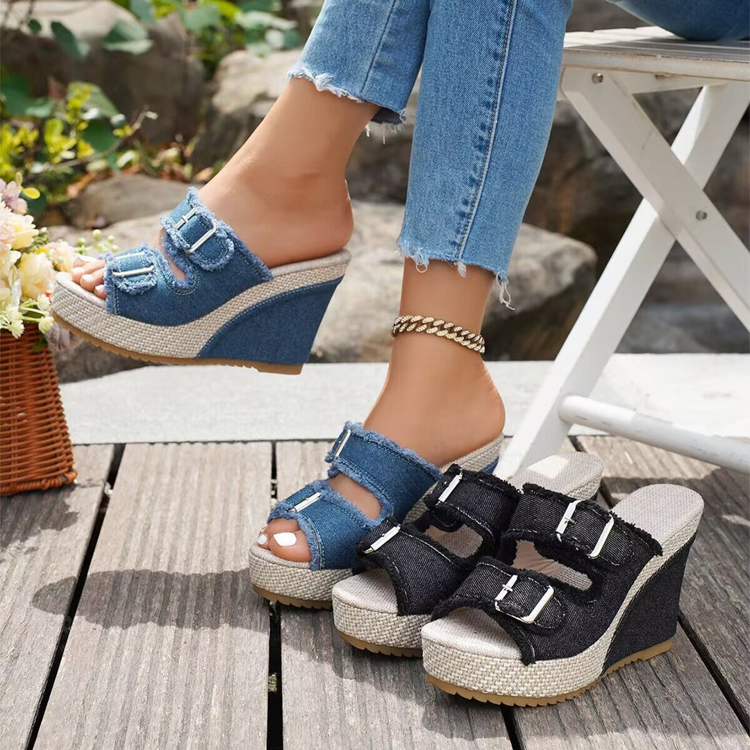 Atelier | Fray-Edge Wedge Sandals