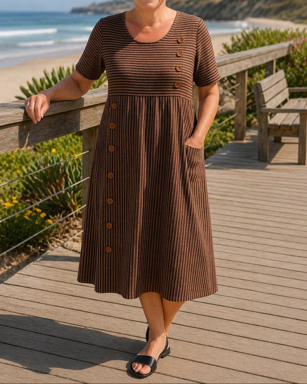 Brienne | Striped Midi Dress