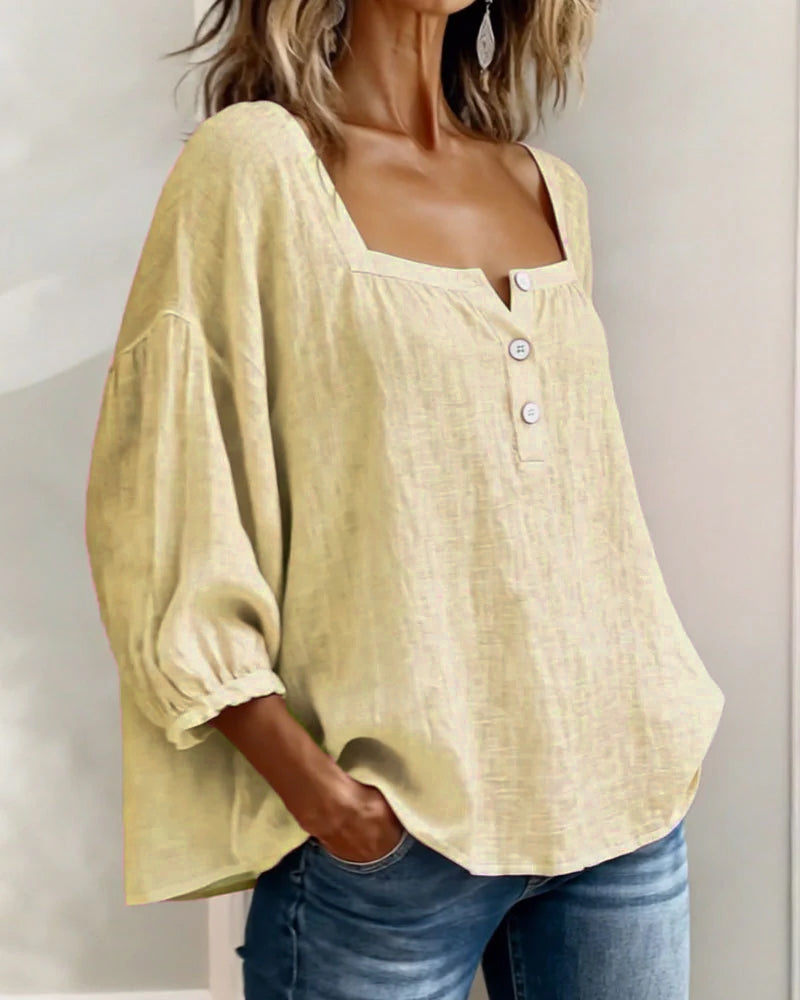 Lena | Relaxed Blouse with Square Neckline