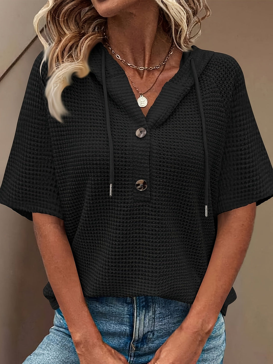 Harper | Casual Button Hoodie Top