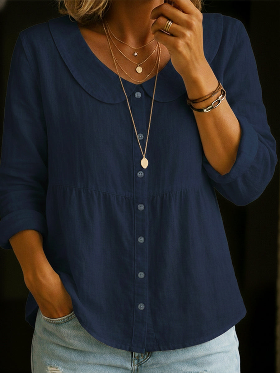 Arlira | Soft Linen Collar Blouse