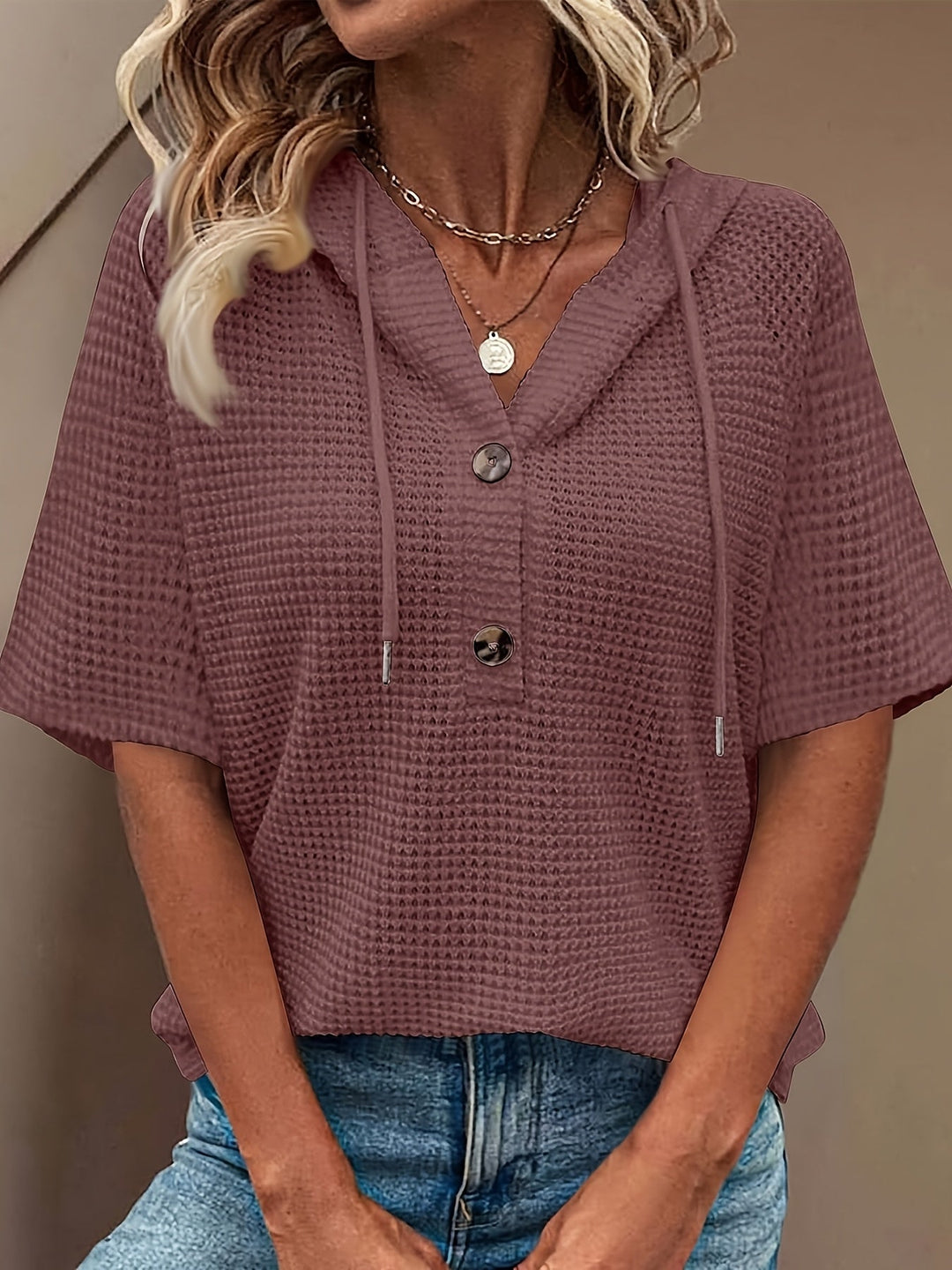 Harper | Casual Button Hoodie Top