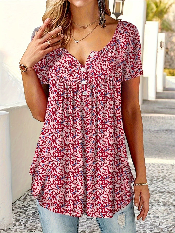 Rosalie | Relaxed Floral V-Neck Blouse