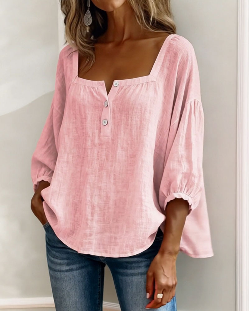 Elena | Relaxed Blouse with Square Neckline