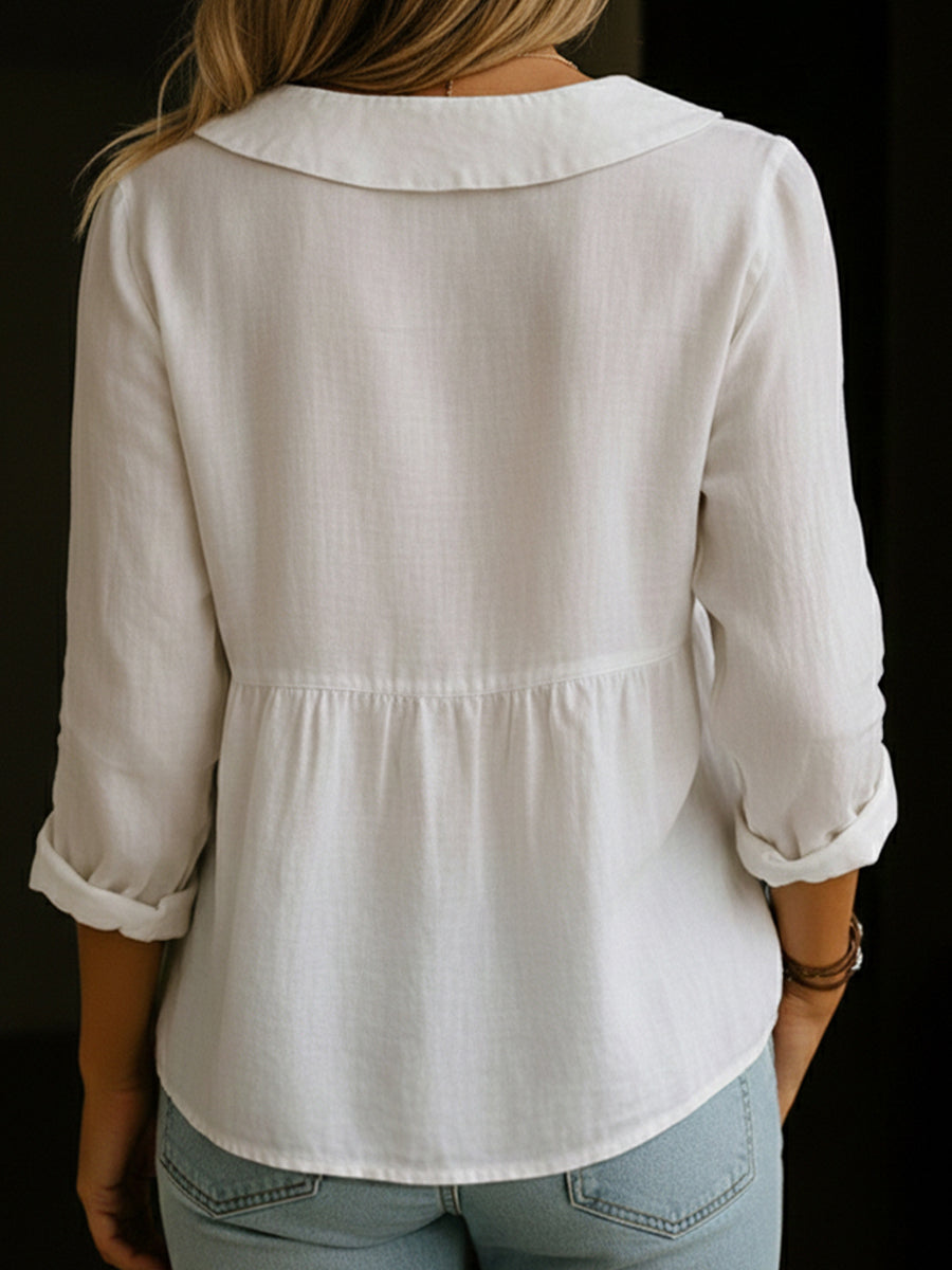 Arlira | Soft Linen Collar Blouse
