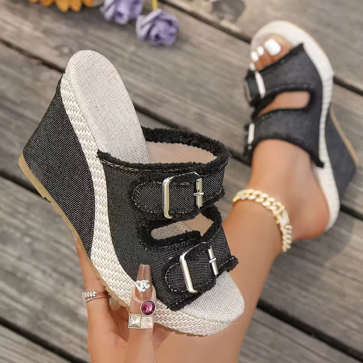 Atelier | Fray-Edge Wedge Sandals