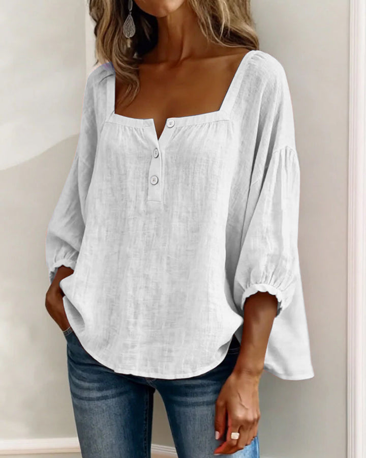 Elena | Relaxed Blouse with Square Neckline